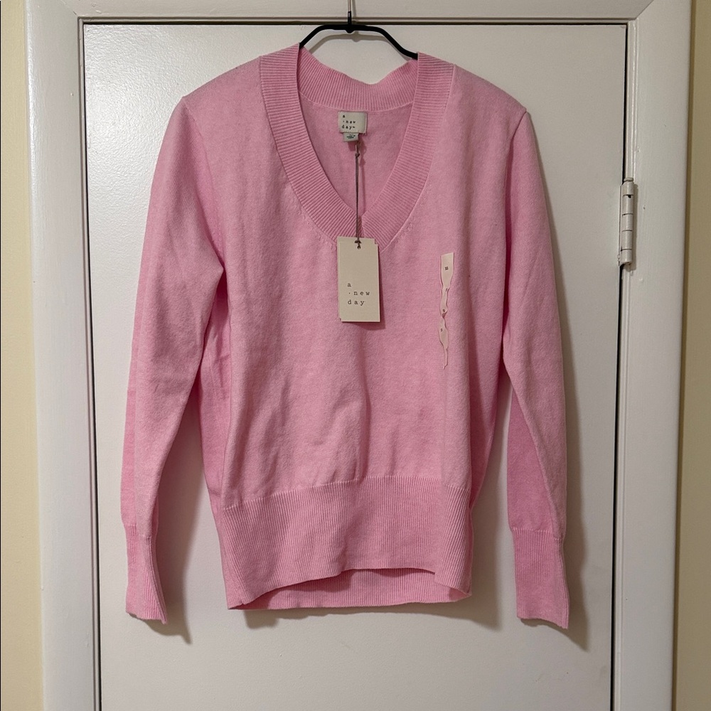 A New Day Women's V-Neck Pink Sweater